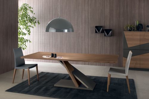 Tavolo da pranzo contemporaneo - JAVA - Italy Dream Design - impiallacciato in legno / con supporto in metallo / con supporto in metallo laccato