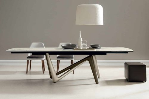 Tavolo da pranzo moderno - EDGE - Italy Dream Design - in ceramica / con supporto in metallo / curvo