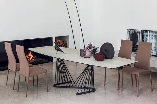 Tavolo da pranzo contemporaneo - HARP - Italy Dream Design - in ceramica / con supporto in acciaio termolaccato / rettangolare