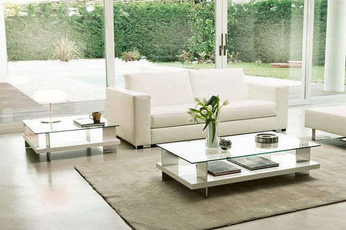 Tavolino basso design minimalista - JUPITER - Italy Dream Design - in legno laccato / con supporto in alluminio / rettangolare