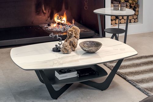 Tavolino basso moderno - PLAY - Italy Dream Design - in ceramica / con supporto in metallo / rettangolare