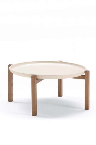 Tavolino basso design scandinavo - PONG - Italy Dream Design - in frassino / con supporto in frassino / rotondo