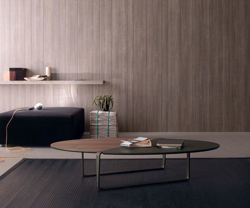 Tavolino basso contemporaneo - PRINT - Italy Dream Design - in metallo laccato / con supporto in metallo / ovale
