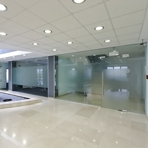 Divisorio per ufficio a pavimento - SINGLE GL  - Glas Expert - in vetro / in profilato di alluminio / trasparente