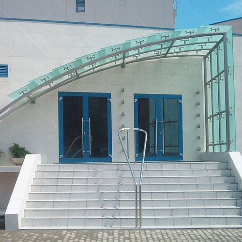 Pensilina per porta - POINT-FIXED - Glas Expert - per edificio ad uso pubblico / in metallo / in vetro