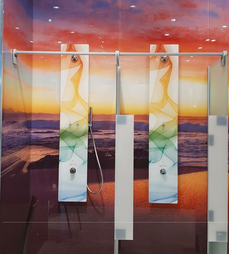Pannello in vetro per doccia - Glas Expert - in vetroceramica / con motivo stampato / per sauna