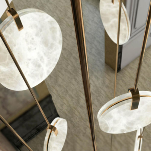 Lampada a sospensione - SOHO - Atelier-alain-ellouz - in metallo / in alabastro / contemporanea