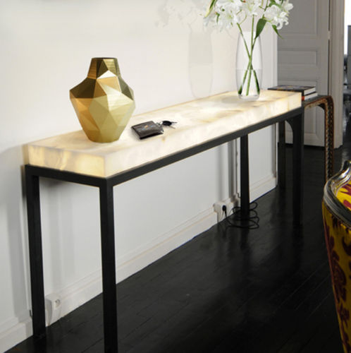 Consolle contemporanea - CONSOLE - Atelier-alain-ellouz - in pietra / con supporto in metallo / rettangolare