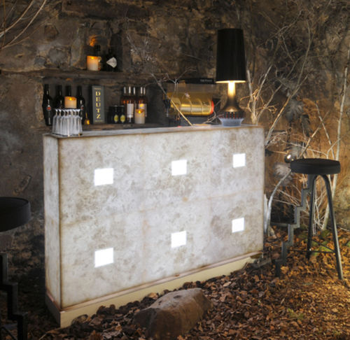 Bancone da bar - Atelier-alain-ellouz - in alabastro / dritto / luminoso