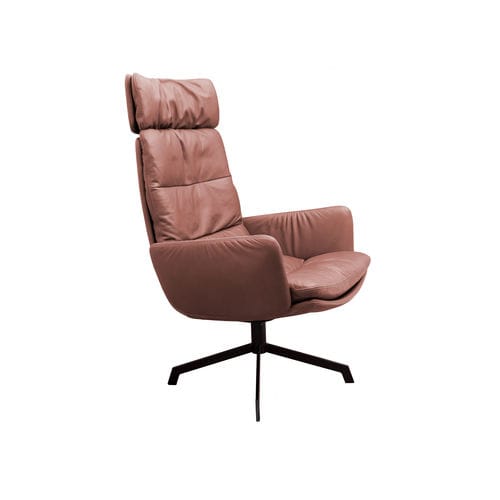 Poltrona visitatore contemporanea - ARVA LOUNGE - KFF - in pelle / in legno compensato / marrone