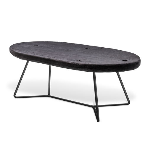 Tavolino basso contemporaneo - JUNA - KFF - in legno / in metallo / ovale
