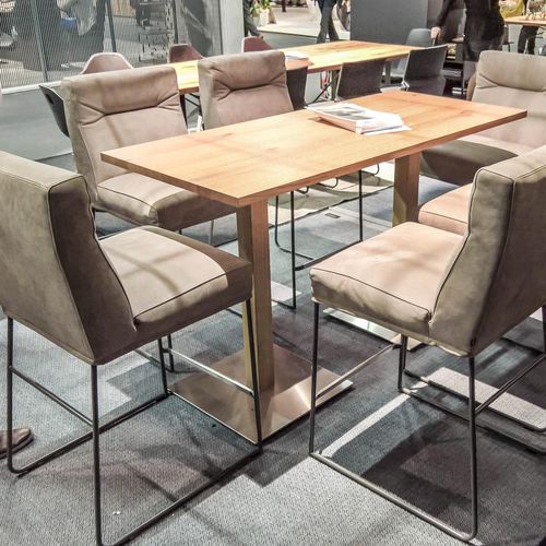 Tavolo da bistrot contemporaneo - MODUL PLUS - KFF - in acciaio / in legno / rotondo