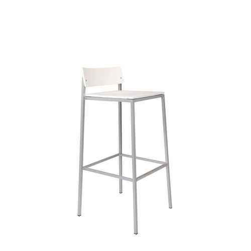 Sgabello da bar contemporaneo - UNIT - KFF - in compensato stampato / con supporto in acciaio / con supporto in acciaio inossidabile