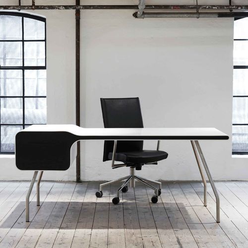 Scrivania contemporanea - ICON - Arco - in acciaio inossidabile / con contenitore / con 4 gambe