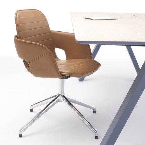 Sedia da ufficio contemporanea - FLUX - Arco - in pelle / con supporto in acciaio / imbottita