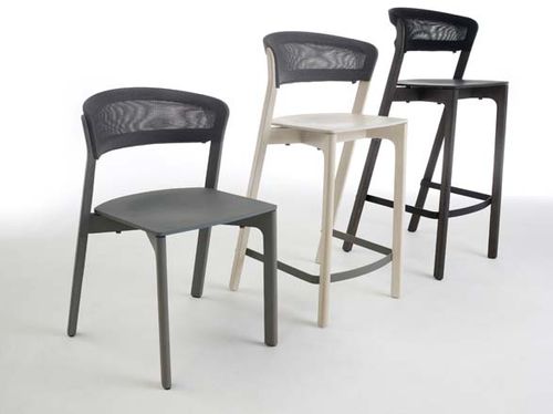Sgabello da bar contemporaneo - CAFE - Arco - in pelle / con supporto in faggio / imbottito