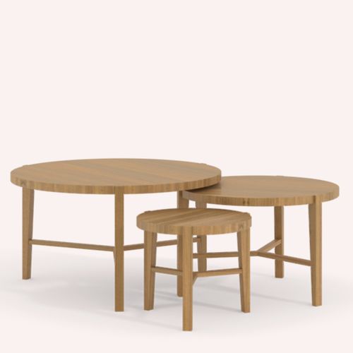 Tavolino estraibile contemporaneo - XANTHIPPI  - COCO-MAT - in rovere / rotondo / per uso residenziale