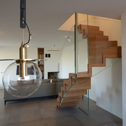 Scala dritta - CUBICA GLASS - TECNOSCALE - a L / a U / con gradini in legno
