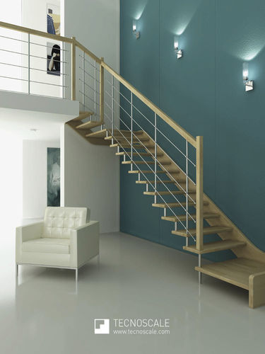 Scala a U - ALIANTE NUEVA - TECNOSCALE - con gradini in legno / con struttura in legno / contemporanea