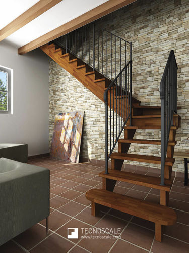 Scala a L - 900 NOVECENTO ARTE - TECNOSCALE - con gradini in legno / con struttura in legno / per uso residenziale