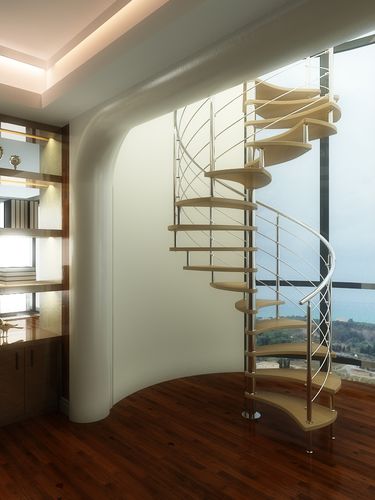 Scala a chiocciola - TEKNA - TECNOSCALE - con gradini in legno / con struttura in metallo / con struttura in acciaio inossidabile
