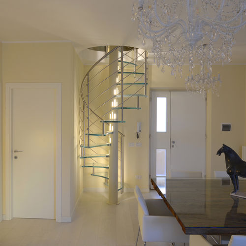 Scala a chiocciola - SPIRAL VISION - TECNOSCALE - con gradini in vetro / con struttura in metallo / con struttura in acciaio