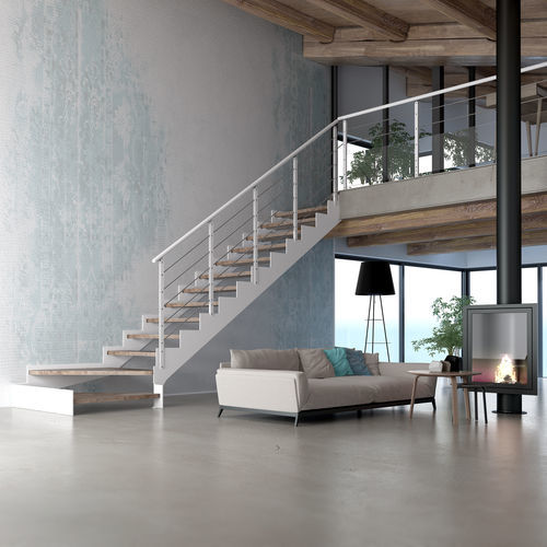 Scala dritta - PLANA POP - TECNOSCALE - a L / con gradini in legno / con struttura in metallo