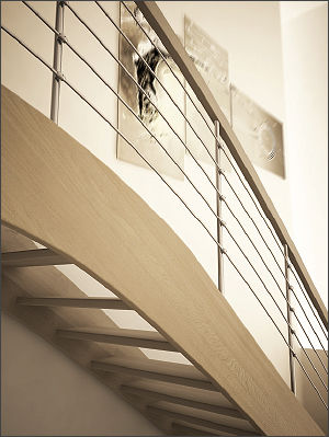 Ringhiera in legno - LOGIKA - TECNOSCALE - in acciaio inossidabile / a sbarre / da interno
