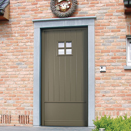 Porta d'ingresso - COTTAGE - l-door - in legno / battente / semivetrata