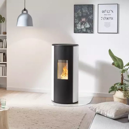 Stufa a pellet - COS­MO - Rika - a pavimento / contemporanea / in metallo
