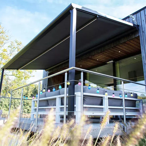 Pergola retrattile - B128 - Brustor - addossata / in alluminio / con copertura in tela