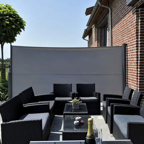 Paravento contemporaneo - WINDBLOCKER - Brustor - in tela / in alluminio estruso / da esterno