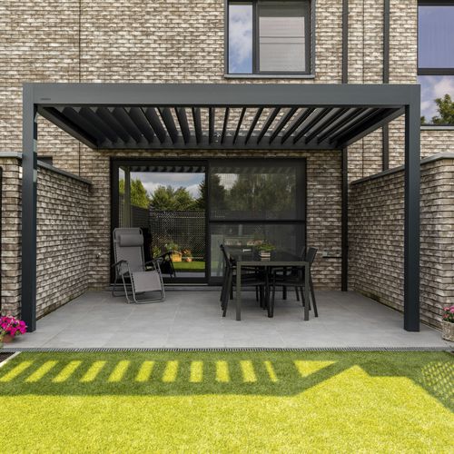 Pergola bioclimatica - B160 XL - Brustor - addossata / montata in superficie / in alluminio