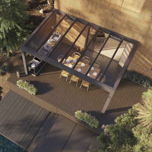 Pergola addossata - B800 - Brustor - autoportante / in alluminio / in vetro