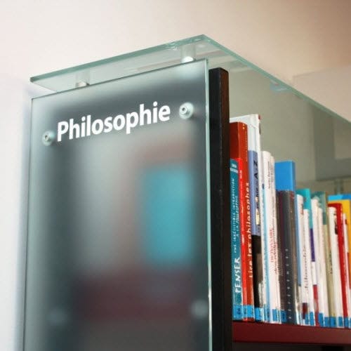 Libreria contemporanea - ETCHED SERISTAL - Macocco - contract / in vetro smerigliato