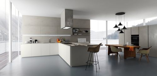 Cucina contemporanea - GLASSTONE - Zampieri Cucine - in legno / senza maniglie / laccata