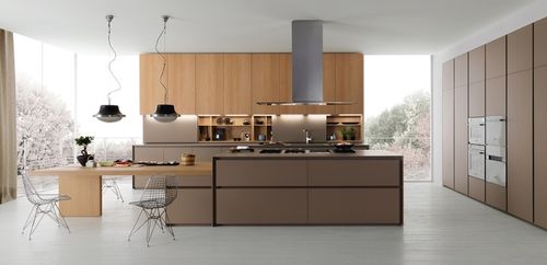 Cucina contemporanea - AXIS012 - Zampieri Cucine - impiallacciata in legno / senza maniglie