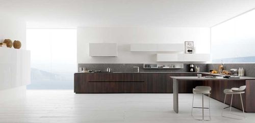 Cucina contemporanea - Y - Zampieri Cucine - impiallacciata in legno / senza maniglie