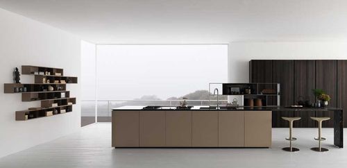 Cucina contemporanea - Y - Zampieri Cucine - impiallacciata in legno / con isola / senza maniglie