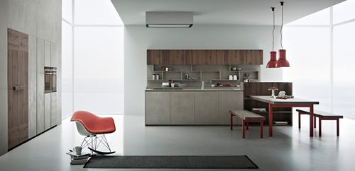 Cucina contemporanea - LINE K - Zampieri Cucine - impiallacciata in legno / senza maniglie / laccata