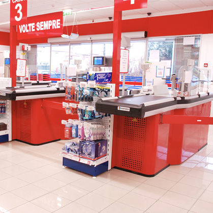 Banco cassa per supermercato a L - ORION - MAFIROL - per supermercato / nero / grigio