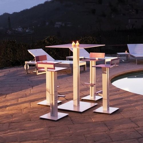 Tavolo alto contemporaneo - ZERODIECI EVO - TAO DESIGN - in metallo laccato / con supporto in metallo / quadrato