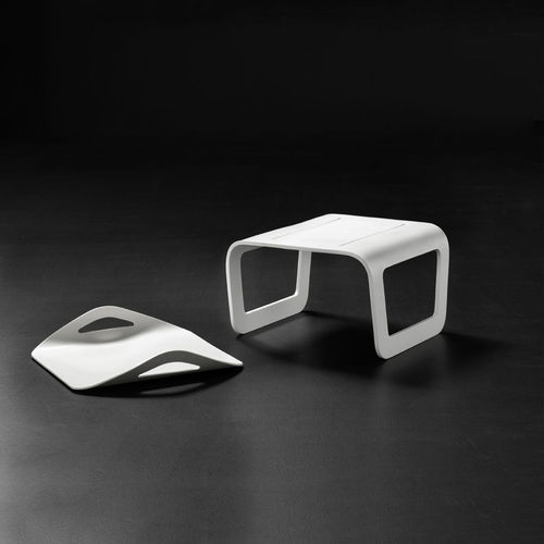 Tavolino basso contemporaneo - SULA  - TAO DESIGN - in acciaio / con supporto in acciaio / rettangolare