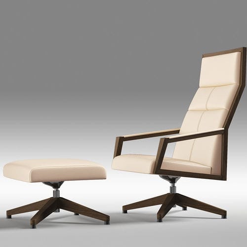 Poltrona visitatore contemporanea - SQUARE XL - Ofifran - in pelle / in tessuto / in legno