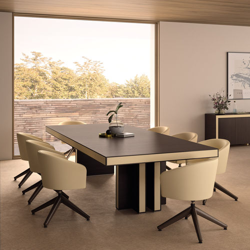 Tavolo da riunione contemporaneo - BELESA - Ofifran - in legno / con supporto in legno / rettangolare