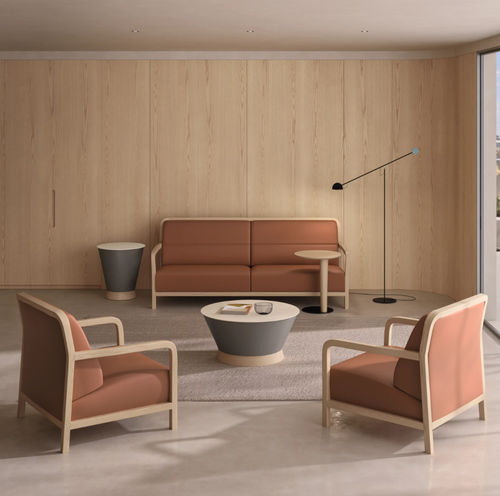 Divano contemporaneo - ILIUS - Ofifran - in tessuto / in pelle / in legno
