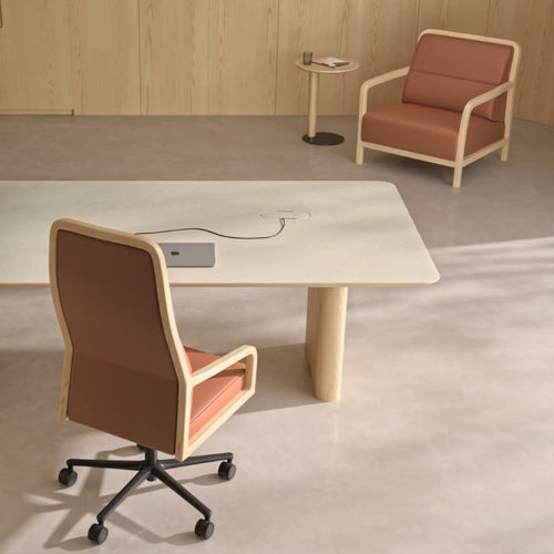 Poltrona contemporanea - ILIUS - Ofifran - in tessuto / in legno / verde