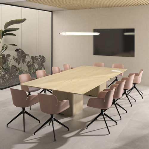 Tavolo da riunione contemporaneo - BOSCO - Ofifran - in legno / con supporto in legno / rettangolare