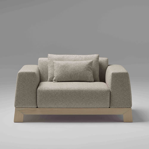 Poltrona contemporanea - SENTA - Ofifran - in tessuto / in legno / con tavolo integrato