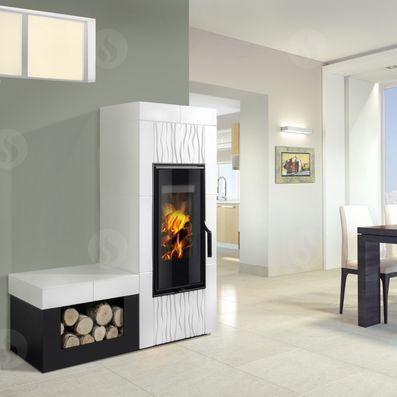 Stufa a legna - ALINE - ROMOTOP - contemporanea / in ceramica